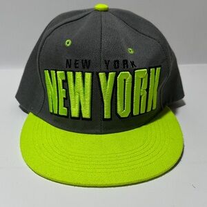 New York SnapBack Hat Cap - Gray and Neon Green